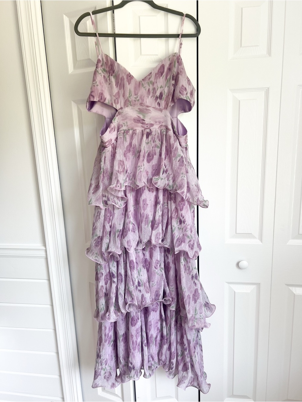 Astr Lavender Floral Tiered Maxi Dress